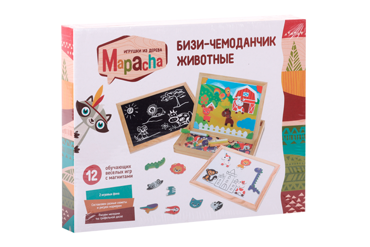 Игрушка-доска Mapacha Бизи-чемонадчик Животные магнитная д/рисования