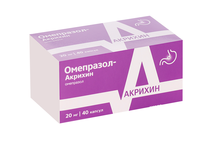 Омепразол-Акрихин 20 мг, 40 шт, капсулы кишечнорастворимые