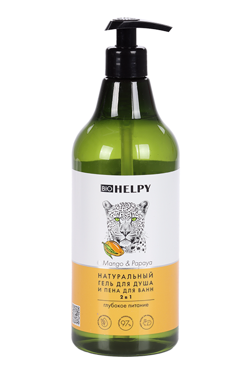 Гель д/душа Bio Helpy пена д/ванн глубокое питание 2в1 экстр манго/папайя, 750 мл
