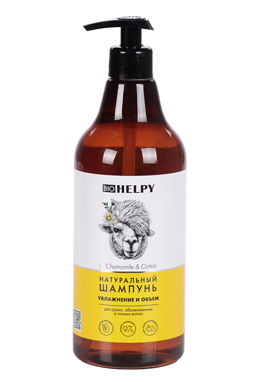 Шампунь Bio Helpy натур Увлажнение/объем ромашка/хлопок/гиалур кислота, 750 мл