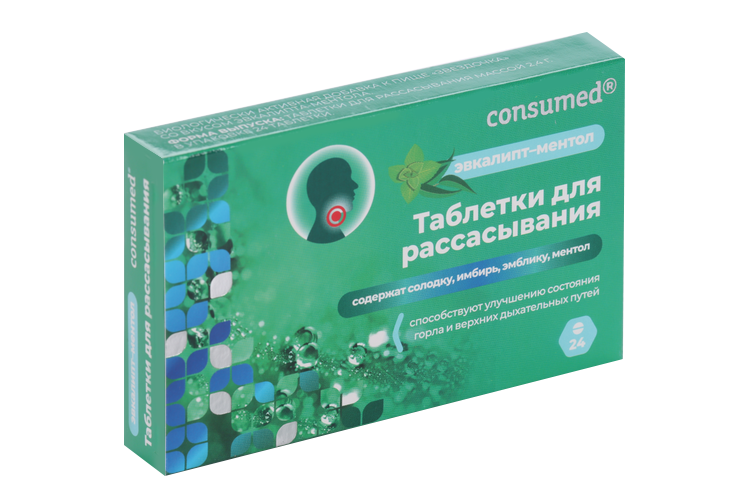 Таблетки д/рассасывания ментол-эвкалипт Консумед, 24 шт
