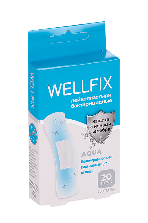 Лейкопластырь Wellfix водонепроницаемый на полимерной основе Aqua, 20 шт