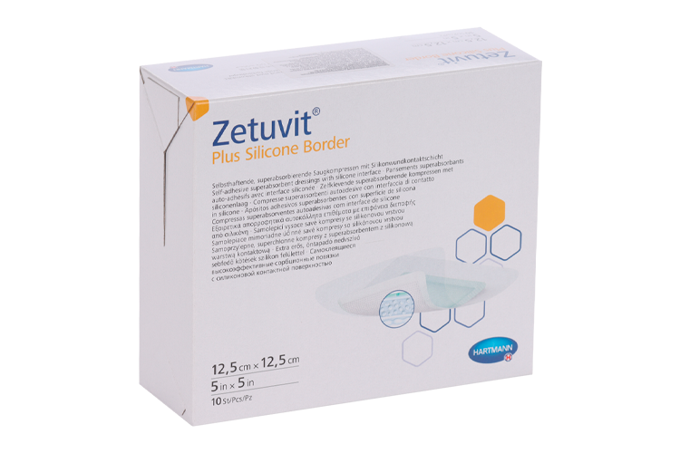 Повязка Zetuvit Plus Silicone Border стер/самок суперабс с слоем из силик 12.5х12.5 см, 10 шт