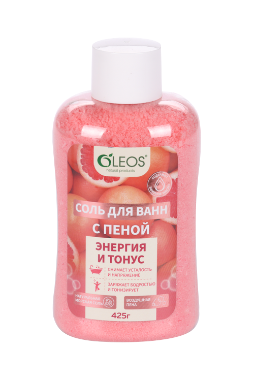 Соль д/ванн Олеос Энергия и тонус с пеной, 425 г