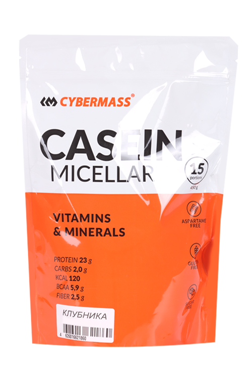 Напиток Cybermass Casein клубника белковый сухой, 450 г, (концентрат)