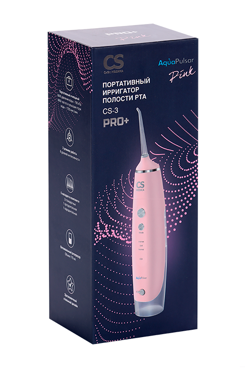 Ирригатор полости рта CS Medica AquaPulsar CS-3 PRO+ портативный черный/белый/розовый