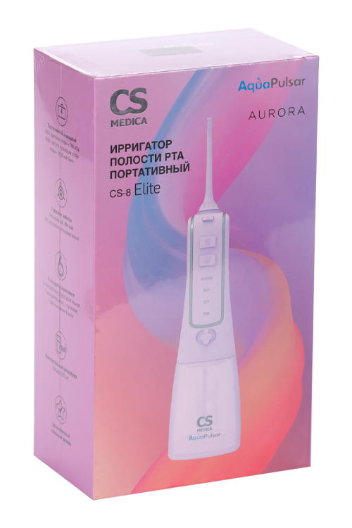 Ирригатор полости рта CS Medica AquaPulsar CS-8 Elite портативный лиловый/черный/белый)