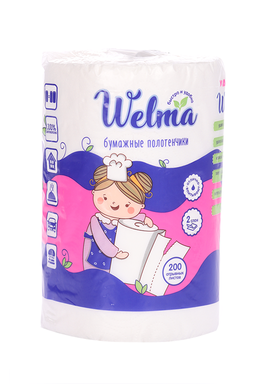 Салфетки Welma бумажные в рулоне, 200 шт