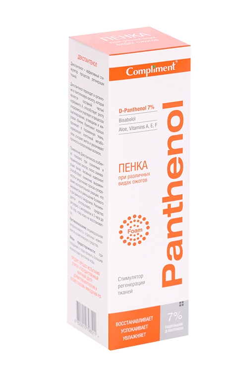 Пенка Compliment Panthenol при различных видах ожогов, 160 мл