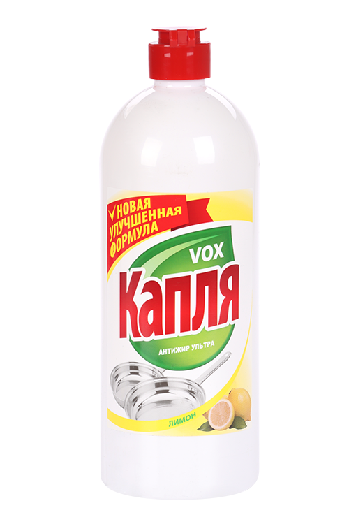 Средство Капля Vox д/мытья посуды Антижир ультра лимон 850 г