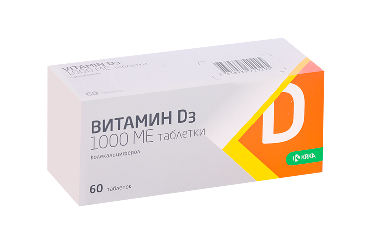 Витамин D3 1000 МЕ, 60 шт, таблетки