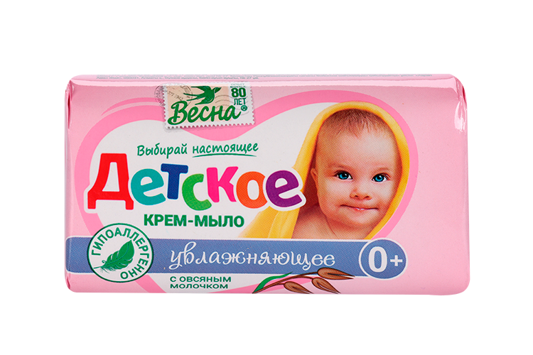 Крем-мыло Весна Детское увлажняющее с овсяным молочком, 90 г