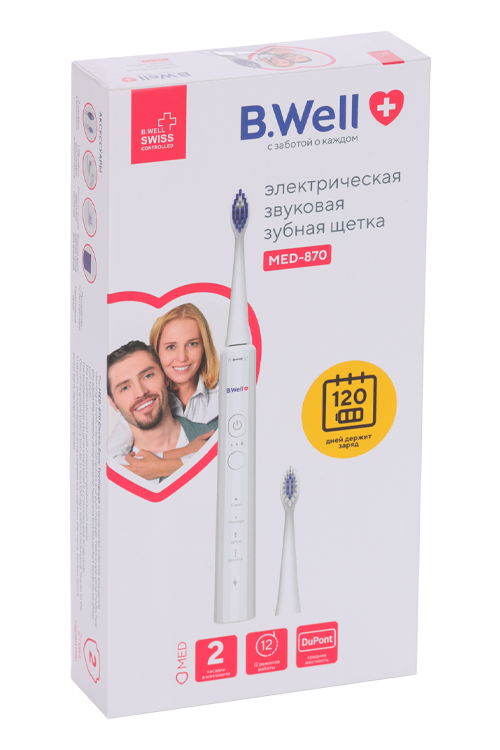 З/щетка B.Well электрическая звуковая MED-870 белая, (7640156398182)