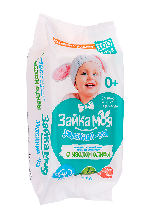 Салфетки Зайка Моя Увлажняй-ка влажные гигиенические детские, 100 шт
