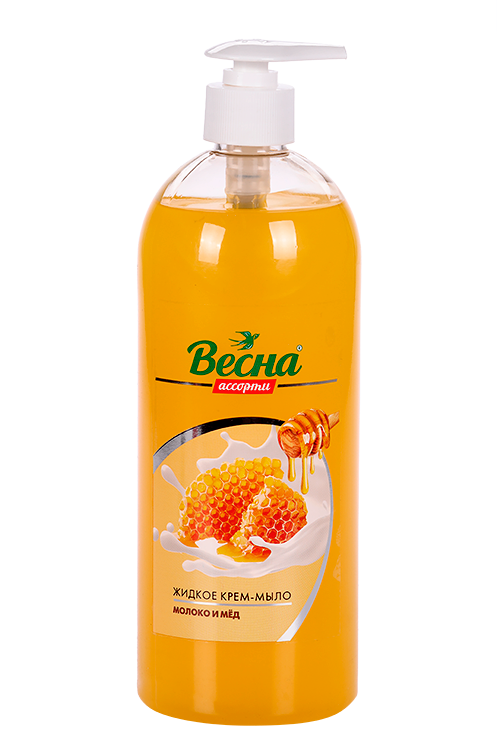 Мыло жидкое Весна Ассорти молоко и мед, 850 г, дозатор