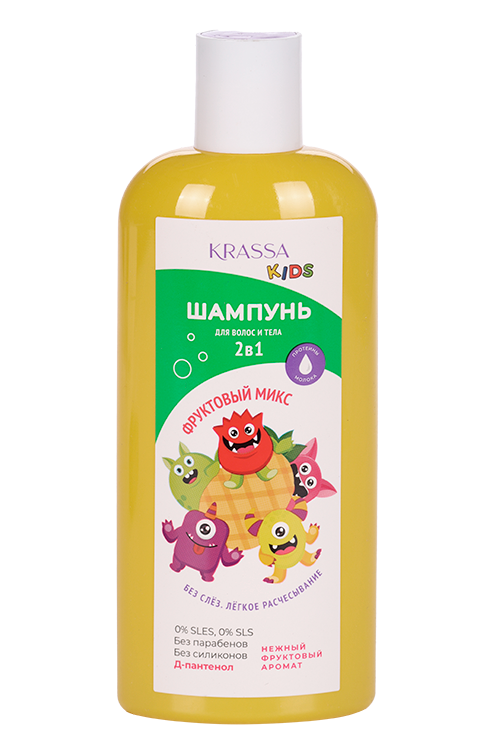 Шампунь Krassa Kids 2в1 Фруктовый микс бессульфат д/тела/волос, 250 мл
