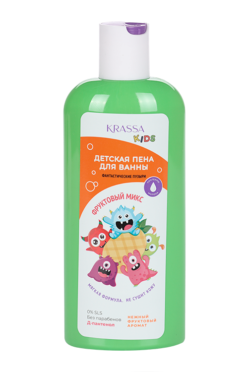 Пена Krassa Kids Фруктовый Микс Д-Пантенол/протеины молока д/ванны, 250 мл