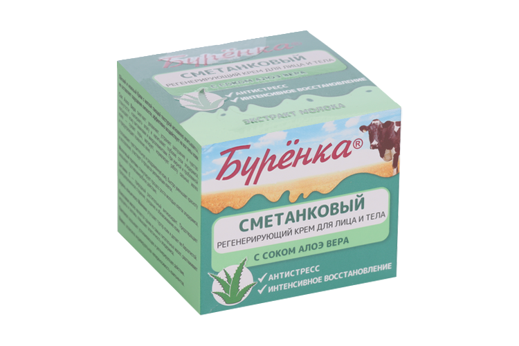 Крем Лошадиная сила Буренка сметанковый с соком алоэ вера д/лица и тела, 100 мл