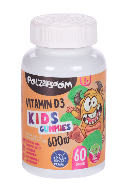 Vitamin D3 600 IU Kids, 60 шт, пастилки