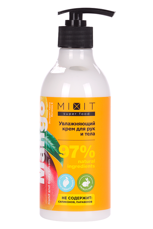 Крем MIXIT Super Food Увлажняющий с экстрактом манго д/рук/тела, 400 мл