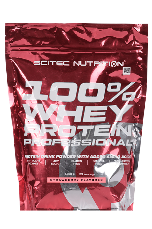 Протеин Scitec Nutrition 100% Whey Protein сывороточный клубника, 1 000 г
