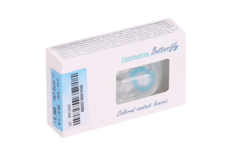 Линзы Офтальмикс Butterfly 1Т Sky/Sky Blue контактные R 8.6 (диоптрия -1,5), 2 шт