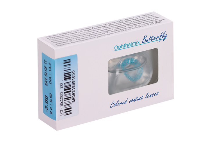 Линзы Офтальмикс Butterfly 1Т Sky/Sky Blue контактные R 8.6 (диоптрия -2,0), 2 шт