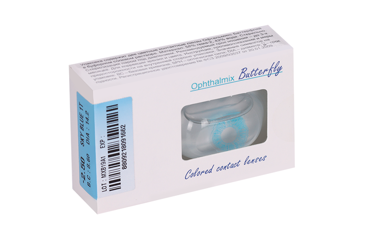Линзы Офтальмикс Butterfly 1Т Sky/Sky Blue контактные R 8.6 (диоптрия -2,5), 2 шт