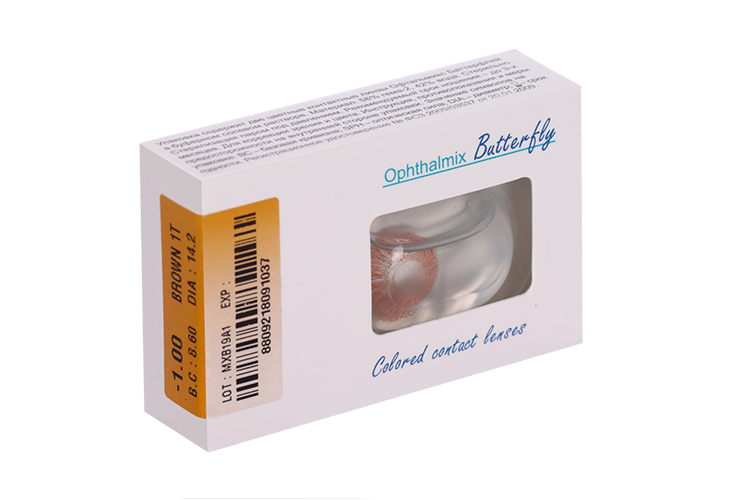 Линзы Офтальмикс Butterfly 1Т Brown контактные R 8.6 (диоптрия -1,0), 2 шт