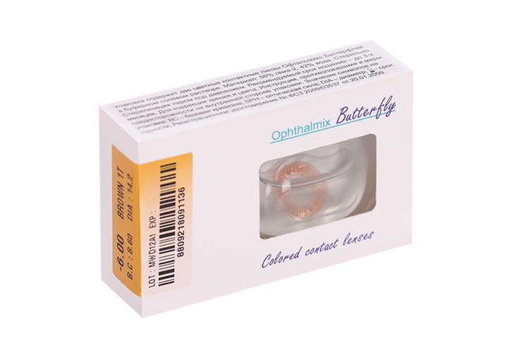 Линзы Офтальмикс Butterfly 1Т Brown контактные R 8.6 (диоптрия -6,0), 2 шт