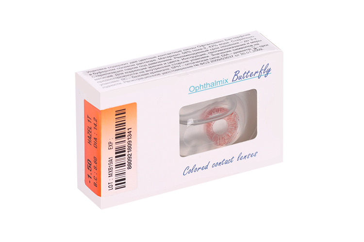 Линзы Офтальмикс Butterfly 1Т Hazel контактные R 8.6 (диоптрия -1,5), 2 шт
