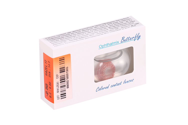 Линзы Офтальмикс Butterfly 1Т Hazel контактные R 8.6 (диоптрия -2,5), 2 шт