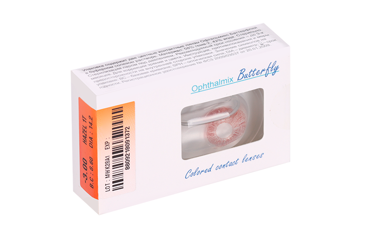 Линзы Офтальмикс Butterfly 1Т Hazel контактные R 8.6 (диоптрия -3,0), 2 шт