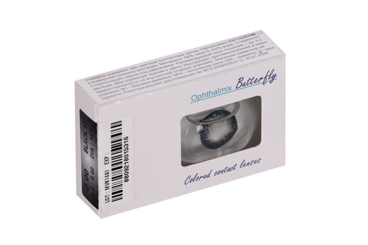 Линзы Офтальмикс Butterfly 1Т Black контактные R 8.6 (диоптрия 0,00), 2 шт