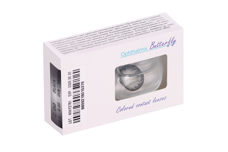 Линзы Офтальмикс Butterfly 1Т Black контактные R 8.6 (диоптрия -2,0), 2 шт