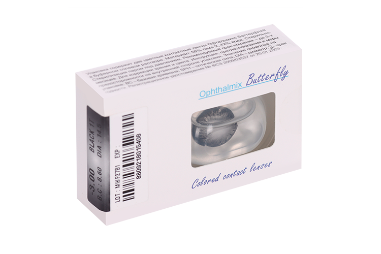 Линзы Офтальмикс Butterfly 1Т Black контактные R 8.6 (диоптрия -3,0), 2 шт