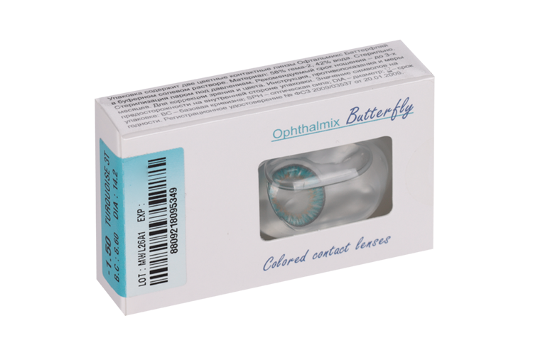 Линзы Офтальмикс Butterfly 3Т Turquoise контактные R 8.6 (диоптрия -1,5), 2 шт