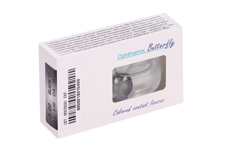 Линзы Офтальмикс Butterfly 1Т Black контактные R 8.6 (диоптрия -5,0), 2 шт