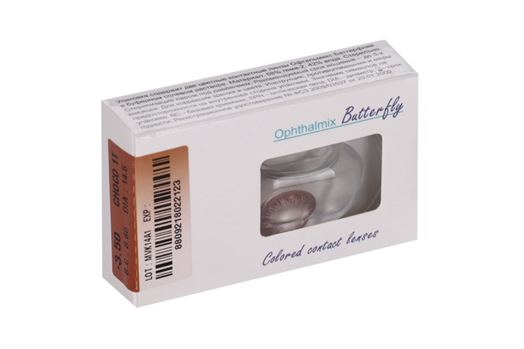 Линзы Офтальмикс Butterfly 1Т Choco контактные R 8.6 (диоптрия -3,5), 2 шт