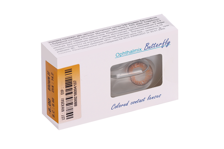 Линзы Офтальмикс Butterfly 3Т Brown контактные R 8.6 (диоптрия -6,0), 2 шт