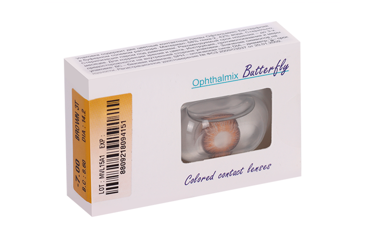 Линзы Офтальмикс Butterfly 3Т Brown контактные R 8.6 (диоптрия -7,0), 2 шт
