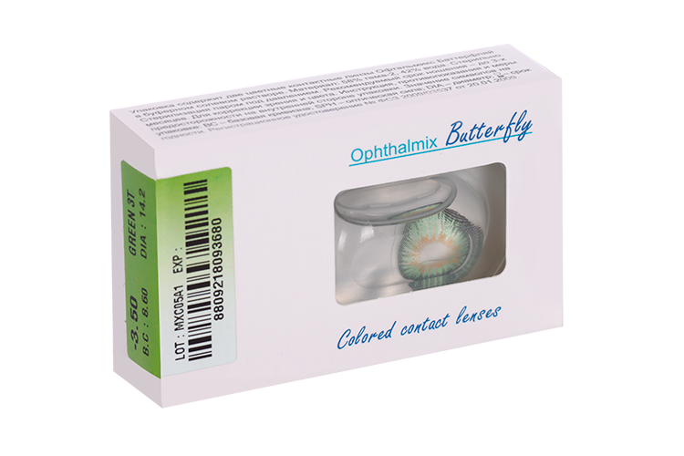 Линзы Офтальмикс Butterfly 3Т Green контактные R 8.6 (диоптрия -3,5), 2 шт