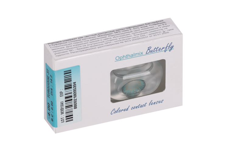 Линзы Офтальмикс Butterfly 3Т Turquoise контактные R 8.6 (диоптрия -4,0), 2 шт