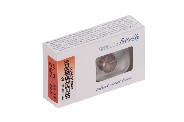 Линзы Офтальмикс Butterfly 3Т Hazel контактные R 8.6 (диоптрия 0,00), 2 шт