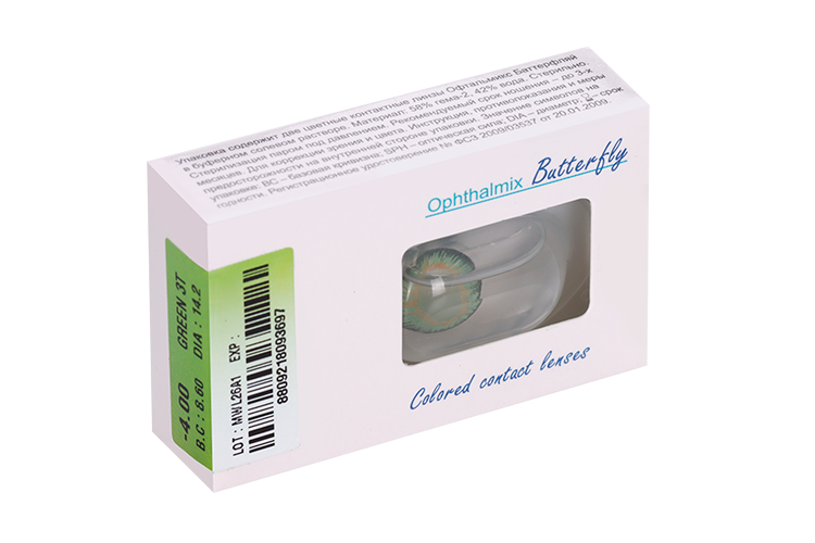 Линзы Офтальмикс Butterfly 3Т Green контактные R 8.6 (диоптрия -4,0), 2 шт