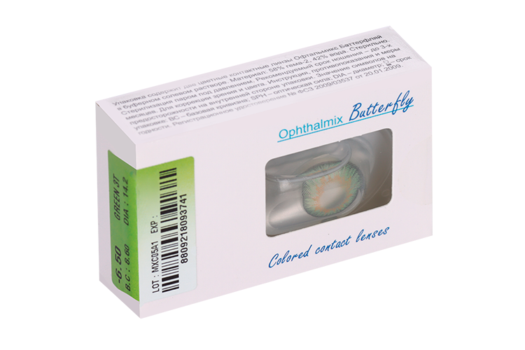 Линзы Офтальмикс Butterfly 3Т Green контактные R 8.6 (диоптрия -6,5), 2 шт