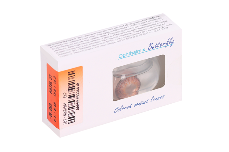 Линзы Офтальмикс Butterfly 3Т Hazel контактные R 8.6 (диоптрия -5,0), 2 шт