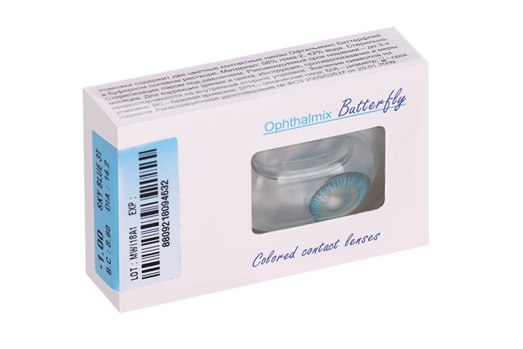 Линзы Офтальмикс Butterfly 3Т Sky/Sky Blue контактные R 8.6 (диоптрия -1,0), 2 шт