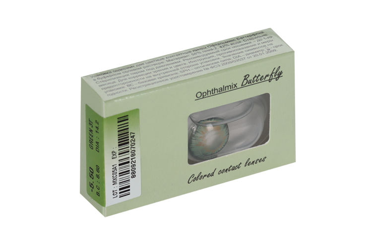 Линзы Офтальмикс Butterfly One Month Green контактные R 8.6 (диоптрия -5,5), 2 шт