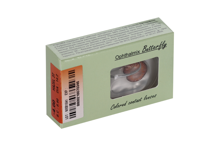 Линзы Офтальмикс Butterfly One Month Hazel контактные R 8.6 (диоптрия -4,0), 2 шт